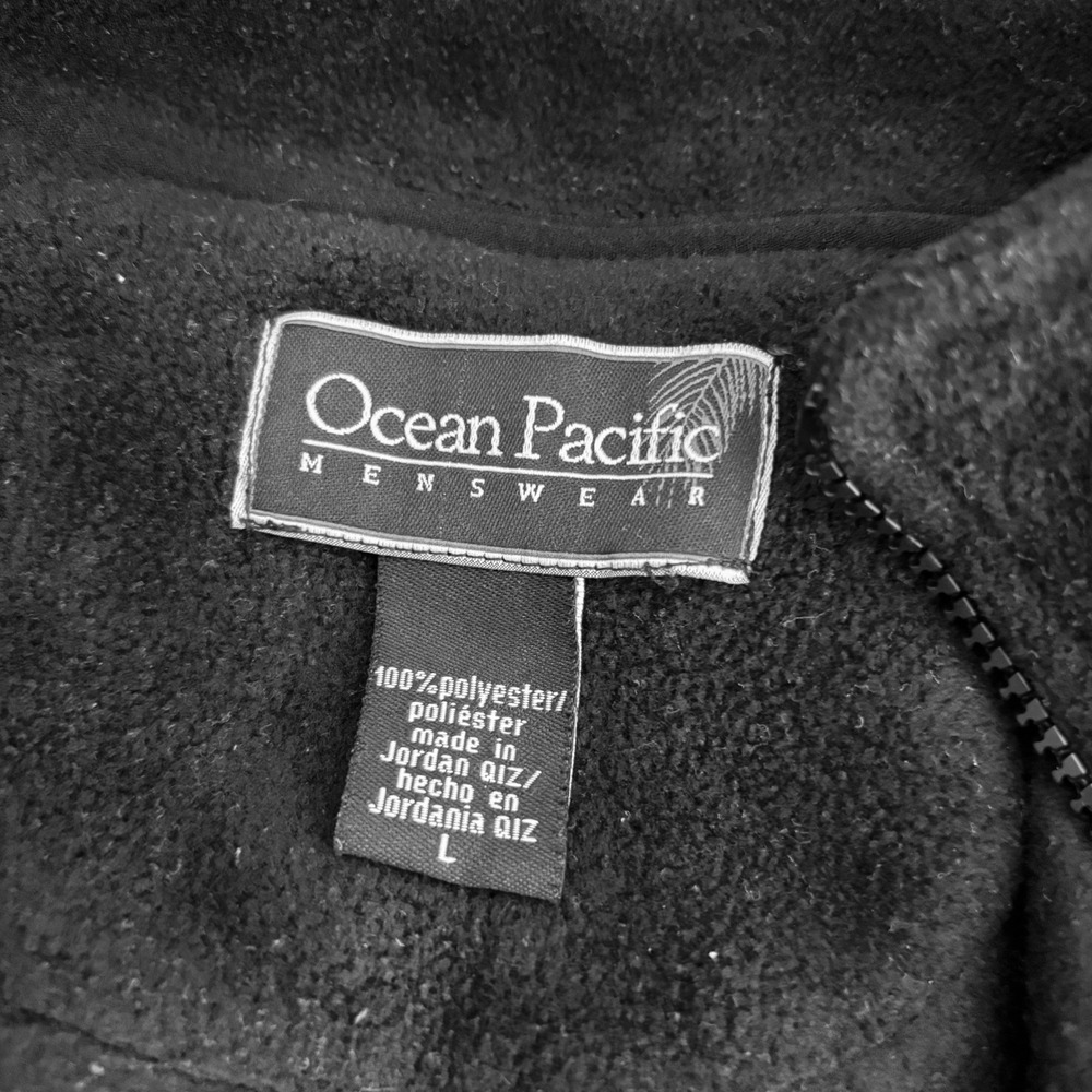 VTG 80s 90s Ocean Pacific Black Full Zip Fleece Jacket Mens L Warm Gorpcore - Picture 4 of 4
